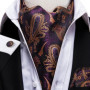 Black Pink Blue Red Gold Green Purple White Beige Mens Ascot Cravat Tie Hanky Cufflinks for Male Wedding Business Prom Gift