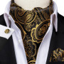 Black Pink Blue Red Gold Green Purple White Beige Mens Ascot Cravat Tie Hanky Cufflinks for Male Wedding Business Prom Gift