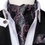 Black Pink Blue Red Gold Green Purple White Beige Mens Ascot Cravat Tie Hanky Cufflinks for Male Wedding Business Prom Gift