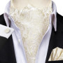 Black Pink Blue Red Gold Green Purple White Beige Mens Ascot Cravat Tie Hanky Cufflinks for Male Wedding Business Prom Gift
