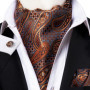 Black Pink Blue Red Gold Green Purple White Beige Mens Ascot Cravat Tie Hanky Cufflinks for Male Wedding Business Prom Gift