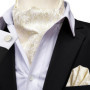 Black Pink Blue Red Gold Green Purple White Beige Mens Ascot Cravat Tie Hanky Cufflinks for Male Wedding Business Prom Gift