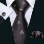 Brown Skull Fashion Men Tie Necktie Gravat Handkerchief Cufflinks Set Silk Ties For Men Suit Party Business Gift Barry.Wang
