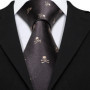 Brown Skull Fashion Men Tie Necktie Gravat Handkerchief Cufflinks Set Silk Ties For Men Suit Party Business Gift Barry.Wang