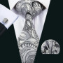 Fashion Men Tie Set Silk Blue Silver Gray Striped Necktie Handkerchief Cufflinks Barry. Wang Tie Pin Brooches Designer FA-5915