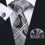 Fashion Men Tie Set Silk Blue Silver Gray Striped Necktie Handkerchief Cufflinks Barry. Wang Tie Pin Brooches Designer FA-5915