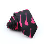 Musical Men's Skinny Tie Design Colorful Notes Printed Piano Key Smile Guitar Polyester 5cm Width Necktie Party Gift Accessory