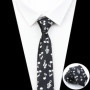 Musical Men's Skinny Tie Design Colorful Notes Printed Piano Key Smile Guitar Polyester 5cm Width Necktie Party Gift Accessory