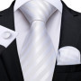 New Sliver Grey Plaid Striped Ties for Men 150cm Business Wedding Neck Tie Pocket Square Cufflinks Party Accessories
