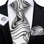 New Sliver Grey Plaid Striped Ties for Men 150cm Business Wedding Neck Tie Pocket Square Cufflinks Party Accessories