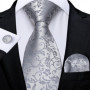 New Sliver Grey Plaid Striped Ties for Men 150cm Business Wedding Neck Tie Pocket Square Cufflinks Party Accessories
