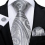 New Sliver Grey Plaid Striped Ties for Men 150cm Business Wedding Neck Tie Pocket Square Cufflinks Party Accessories