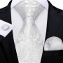 New Sliver Grey Plaid Striped Ties for Men 150cm Business Wedding Neck Tie Pocket Square Cufflinks Party Accessories