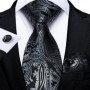 New Sliver Grey Plaid Striped Ties for Men 150cm Business Wedding Neck Tie Pocket Square Cufflinks Party Accessories