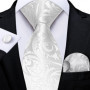 New Sliver Grey Plaid Striped Ties for Men 150cm Business Wedding Neck Tie Pocket Square Cufflinks Party Accessories