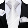 New Sliver Grey Plaid Striped Ties for Men 150cm Business Wedding Neck Tie Pocket Square Cufflinks Party Accessories