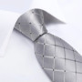 New Sliver Grey Plaid Striped Ties for Men 150cm Business Wedding Neck Tie Pocket Square Cufflinks Party Accessories