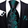 Hi-Tie Floral Black Solid New Design 2023 New Fashion Brand Tie for Men Wedding Party Necktie Handky Cufflinks Gift Wholesale