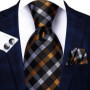 Hi-Tie Floral Black Solid New Design 2023 New Fashion Brand Tie for Men Wedding Party Necktie Handky Cufflinks Gift Wholesale