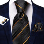 Hi-Tie Floral Black Solid New Design 2023 New Fashion Brand Tie for Men Wedding Party Necktie Handky Cufflinks Gift Wholesale