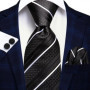 Hi-Tie Floral Black Solid New Design 2023 New Fashion Brand Tie for Men Wedding Party Necktie Handky Cufflinks Gift Wholesale