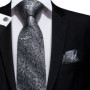 Hi-Tie Floral Black Solid New Design 2023 New Fashion Brand Tie for Men Wedding Party Necktie Handky Cufflinks Gift Wholesale