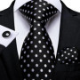 Hi-Tie Floral Black Solid New Design 2023 New Fashion Brand Tie for Men Wedding Party Necktie Handky Cufflinks Gift Wholesale