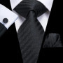 Hi-Tie Floral Black Solid New Design 2023 New Fashion Brand Tie for Men Wedding Party Necktie Handky Cufflinks Gift Wholesale