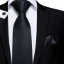 Hi-Tie Floral Black Solid New Design 2023 New Fashion Brand Tie for Men Wedding Party Necktie Handky Cufflinks Gift Wholesale