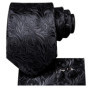 Hi-Tie Floral Black Solid New Design 2023 New Fashion Brand Tie for Men Wedding Party Necktie Handky Cufflinks Gift Wholesale