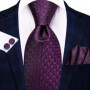 Hi-Tie Solid Hot Pink Mens Fashion Necktie Handkerchief Cufflink for Tuxedo Accessory Classic Luxury Tie for Man Wedding Party