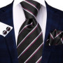 Hi-Tie Solid Hot Pink Mens Fashion Necktie Handkerchief Cufflink for Tuxedo Accessory Classic Luxury Tie for Man Wedding Party