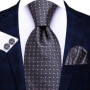 Hi-Tie Solid Hot Pink Mens Fashion Necktie Handkerchief Cufflink for Tuxedo Accessory Classic Luxury Tie for Man Wedding Party