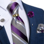 Pruple Red Blue Solid Men's Ties 8cm Wide Silk Neck Tie For Wedding Party Men Accessories Pocket Square Cufflinks Brooch Pin