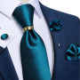 Pruple Red Blue Solid Men's Ties 8cm Wide Silk Neck Tie For Wedding Party Men Accessories Pocket Square Cufflinks Brooch Pin