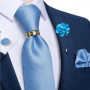 Pruple Red Blue Solid Men's Ties 8cm Wide Silk Neck Tie For Wedding Party Men Accessories Pocket Square Cufflinks Brooch Pin