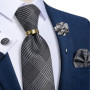 Pruple Red Blue Solid Men's Ties 8cm Wide Silk Neck Tie For Wedding Party Men Accessories Pocket Square Cufflinks Brooch Pin