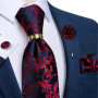Pruple Red Blue Solid Men's Ties 8cm Wide Silk Neck Tie For Wedding Party Men Accessories Pocket Square Cufflinks Brooch Pin