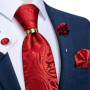 Pruple Red Blue Solid Men's Ties 8cm Wide Silk Neck Tie For Wedding Party Men Accessories Pocket Square Cufflinks Brooch Pin
