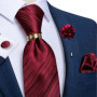 Pruple Red Blue Solid Men's Ties 8cm Wide Silk Neck Tie For Wedding Party Men Accessories Pocket Square Cufflinks Brooch Pin