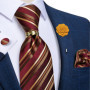 Pruple Red Blue Solid Men's Ties 8cm Wide Silk Neck Tie For Wedding Party Men Accessories Pocket Square Cufflinks Brooch Pin