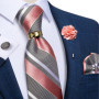 Pruple Red Blue Solid Men's Ties 8cm Wide Silk Neck Tie For Wedding Party Men Accessories Pocket Square Cufflinks Brooch Pin