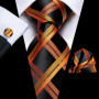 Hi-Tie Mens Necktie Luxury Orange Blue Novelty Wedding Tie For Men Hanky Cufflink Gift Tie Set Business Party Dropshipping