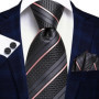 Hi-Tie Mens Necktie Luxury Orange Blue Novelty Wedding Tie For Men Hanky Cufflink Gift Tie Set Business Party Dropshipping