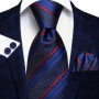 Hi-Tie Mens Necktie Luxury Orange Blue Novelty Wedding Tie For Men Hanky Cufflink Gift Tie Set Business Party Dropshipping