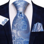 Hi-Tie Mens Necktie Luxury Orange Blue Novelty Wedding Tie For Men Hanky Cufflink Gift Tie Set Business Party Dropshipping