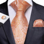 Hi-Tie Mens Necktie Luxury Orange Blue Novelty Wedding Tie For Men Hanky Cufflink Gift Tie Set Business Party Dropshipping