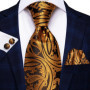 Hi-Tie Mens Necktie Luxury Orange Blue Novelty Wedding Tie For Men Hanky Cufflink Gift Tie Set Business Party Dropshipping