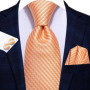 Hi-Tie Mens Necktie Luxury Orange Blue Novelty Wedding Tie For Men Hanky Cufflink Gift Tie Set Business Party Dropshipping