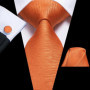 Hi-Tie Mens Necktie Luxury Orange Blue Novelty Wedding Tie For Men Hanky Cufflink Gift Tie Set Business Party Dropshipping